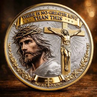 2D Biblical Commemorative Coin - "There Is No Greater Love" & "He Is Risen" Dual-Sided Design ✝️