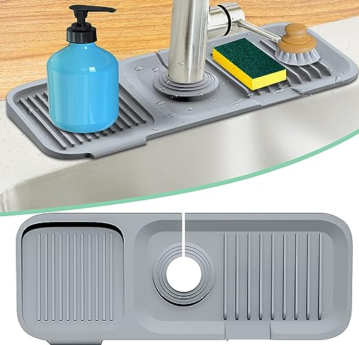 SplashMate - Adjustable Silicone Faucet Mat | Always Clean, Never Wet!