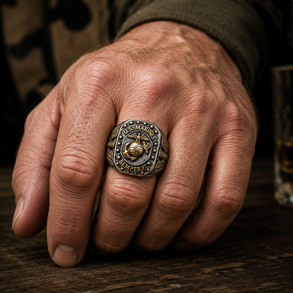 🦅 U.S. Marines Semper Fi Signet Ring - ✈️ BUY 2 FREE SHIPPING
