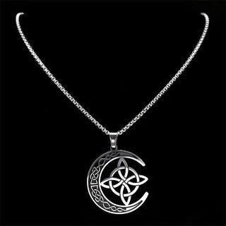 MoonKnot – Celtic Crescent Steel Pendant Necklace