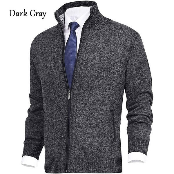 AuraKnit – Men's Fashion Stand Collar Cardigan Sweater