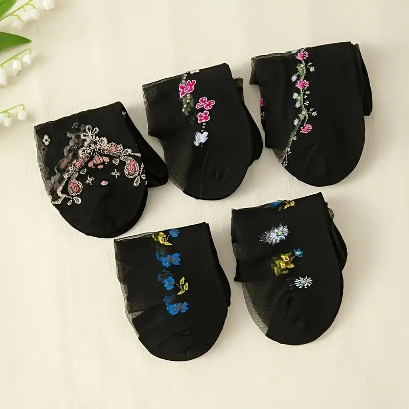 PetalSoft – Women’s Floral Pattern Comfort Glass Socks