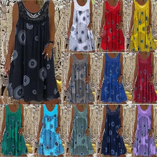 BreezeBloom – Sleeveless Summer Print Dress