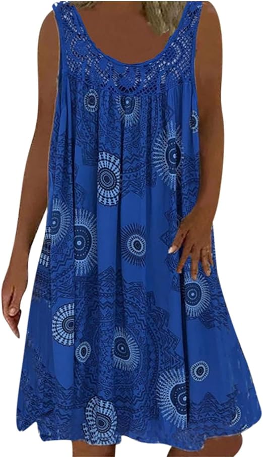 BreezeBloom – Sleeveless Summer Print Dress