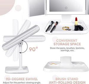 GlamView – Elegant LED Trifold Makeup Mirror