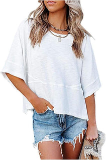 BellAura – Solid Color Bell Sleeve T-Shirt