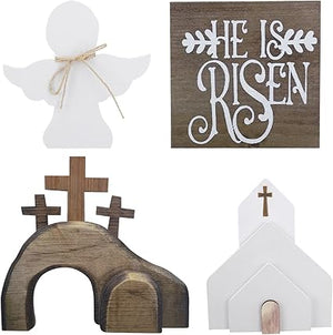 FaithBloom – He Is Risen Easter Tier Tray Decor