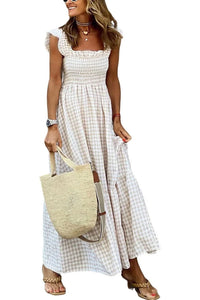 CottageMuse – Plaid Flounce Maxi Dress