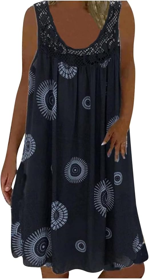 BreezeBloom – Sleeveless Summer Print Dress