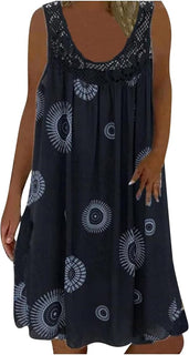 BreezeBloom – Sleeveless Summer Print Dress
