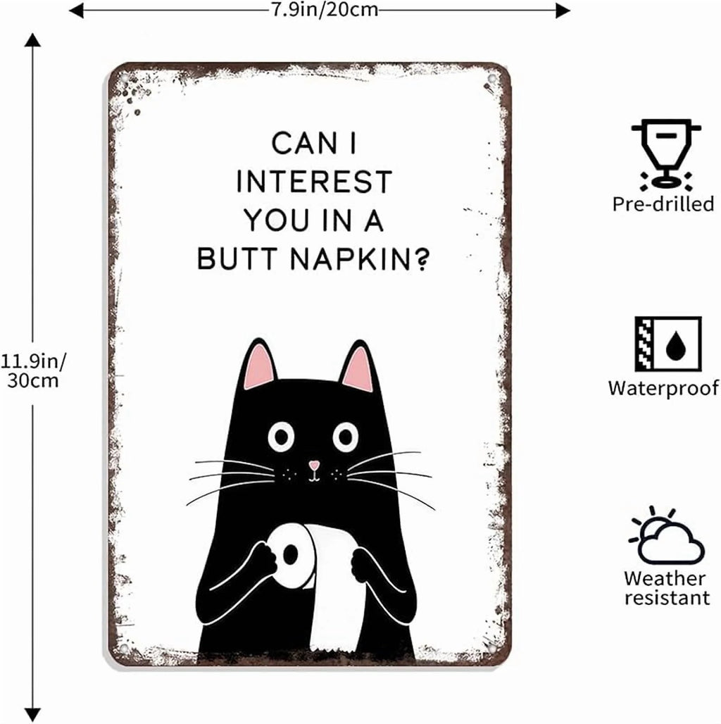 PurrfectWelcome – Funny Cat Bathroom Tin Sign