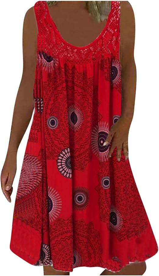 BreezeBloom – Sleeveless Summer Print Dress