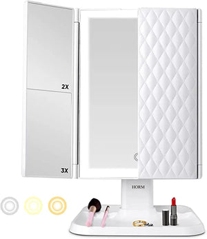 GlamView – Elegant LED Trifold Makeup Mirror