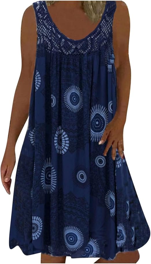 BreezeBloom – Sleeveless Summer Print Dress