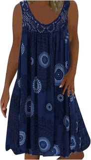 BreezeBloom – Sleeveless Summer Print Dress