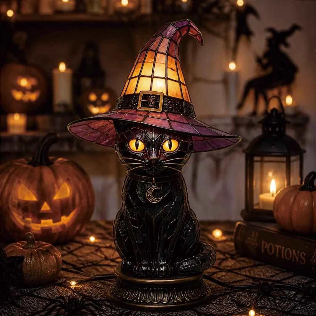WitchGlow – Vintage Tiffany Style Cat Night Lamp