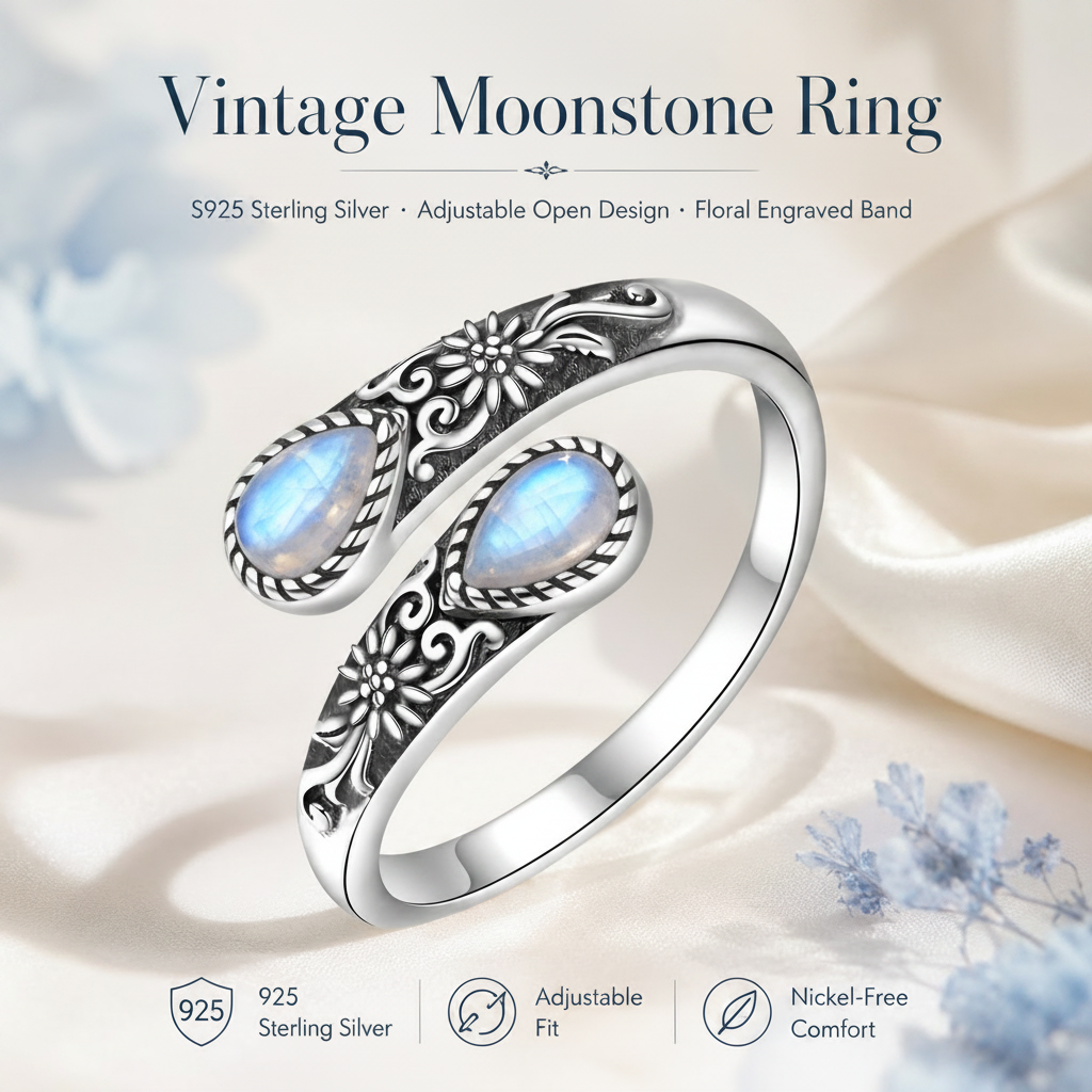 MoonPetal – Elegant Moonstone Bloom Ring