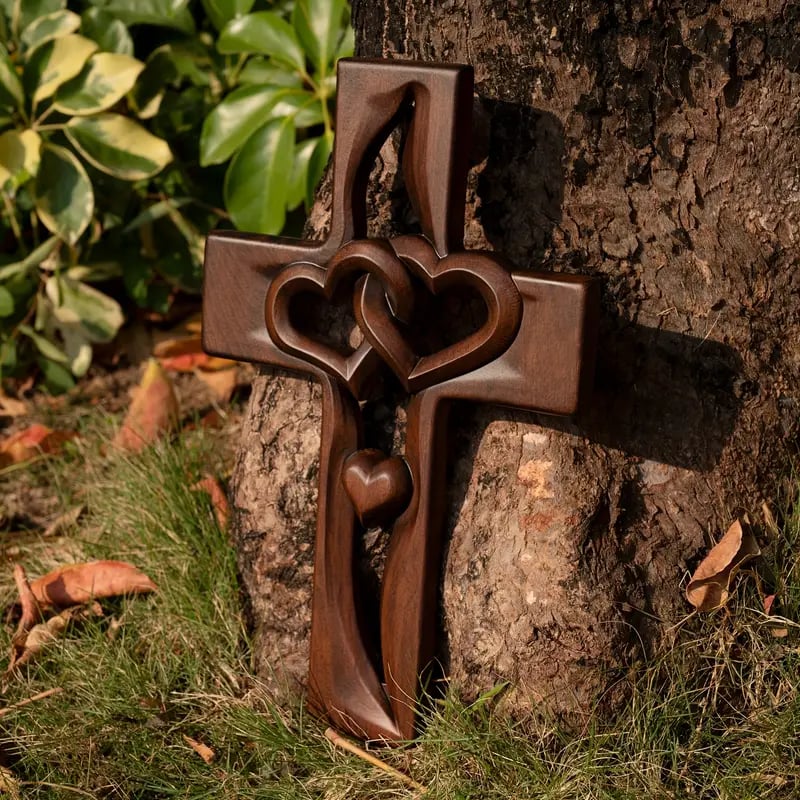 HeartFusion - Intertwined Wooden Cross