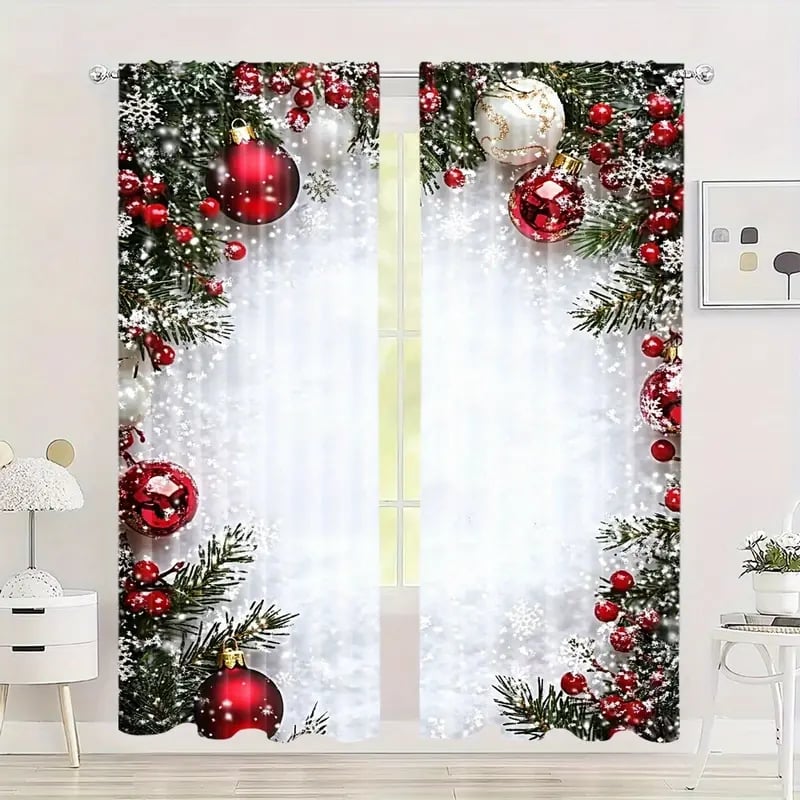 FestiveGleam - Christmas Ball Holiday Curtains