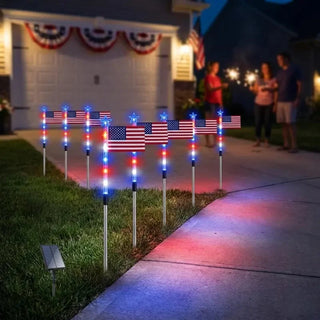 LibertyShine – 8 Solar American Flag Garden Lights