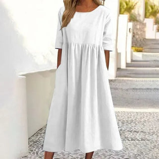 🔥Summer Clearance - Women's Casual Smocked Cotton Dress With Pocket