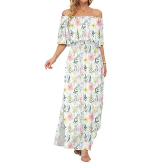 BreezeBelle – Off Shoulder Ruffle Maxi Dress