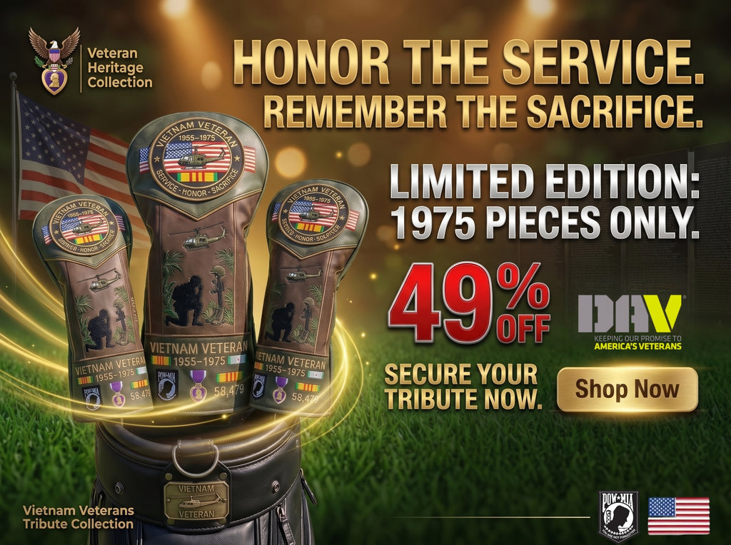 🎖️ Last Day Promo: 49% OFF ⛳️Vietnam Veteran Tribute Elite Leather Golf Head Cover -1955-1975 Service Tribute✈️Buy 2 Free Shipping Today!