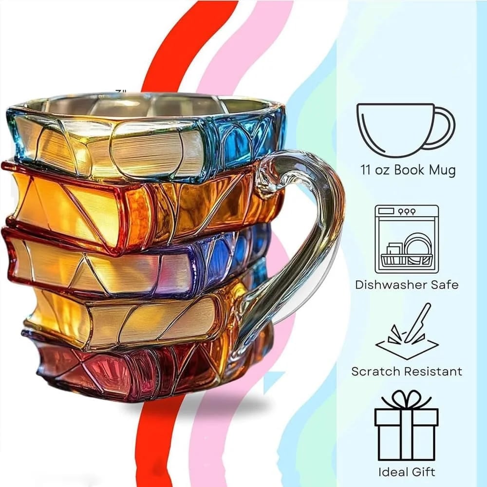 BookBlend – 3D Stacked Book Coffee Mug