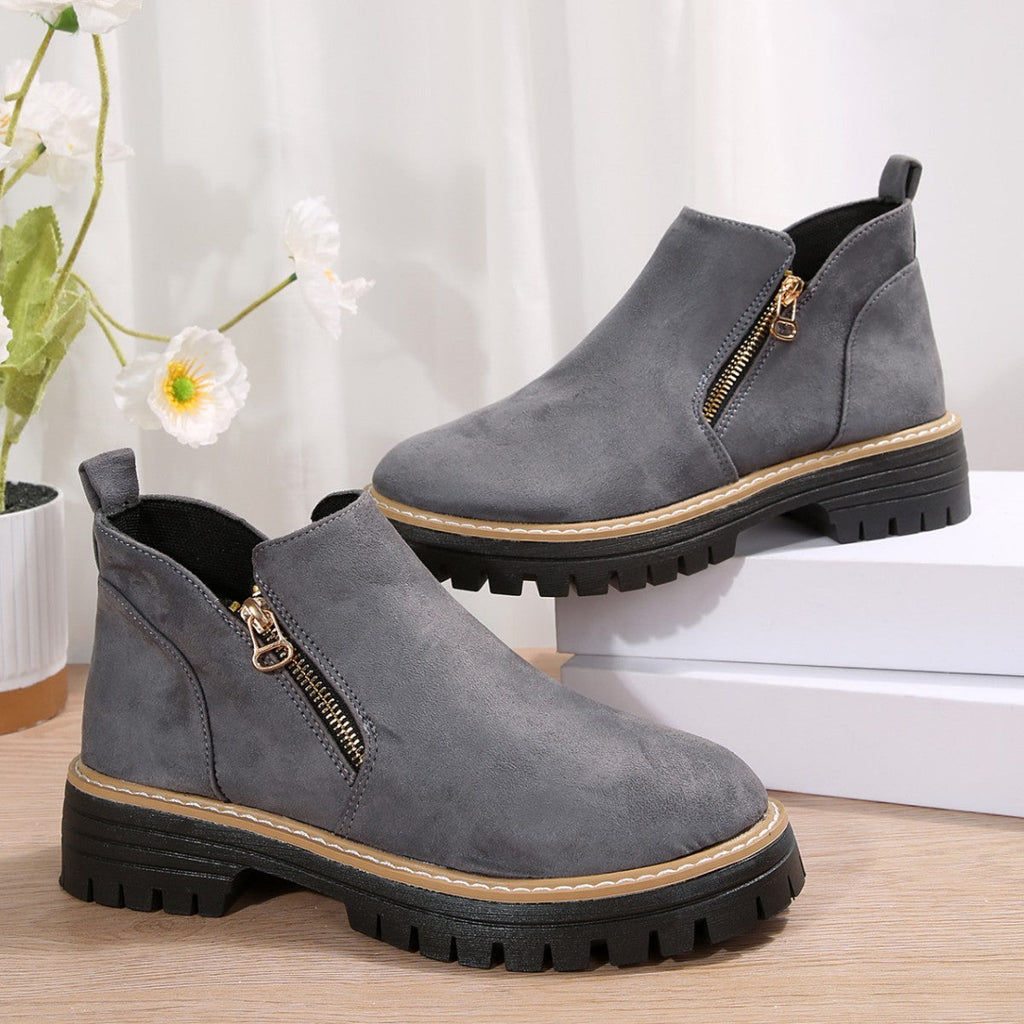 TrendStride – Stylish Solid Color Ankle Boots