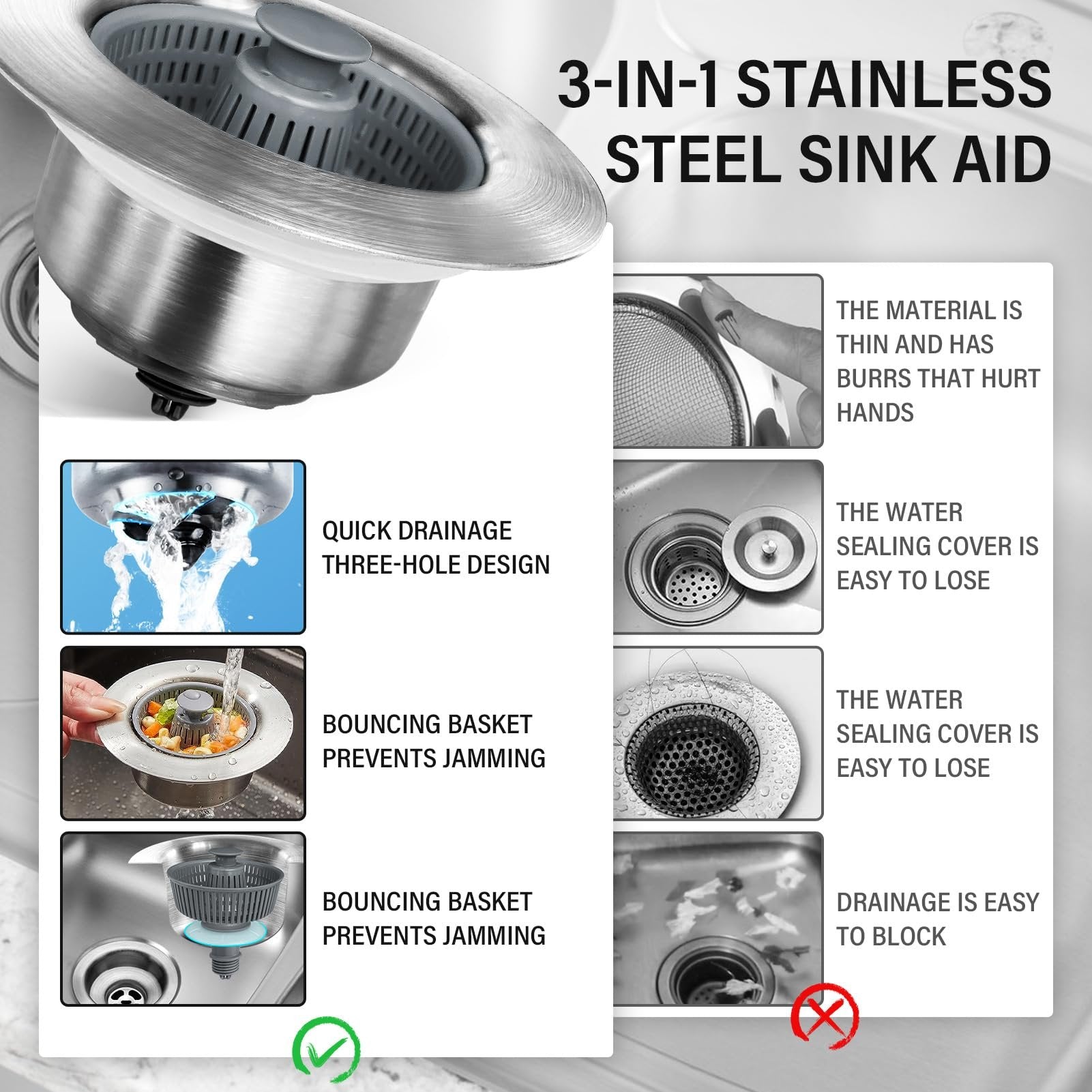FlowShield – Upgraded Sink Bounce Core Strainer