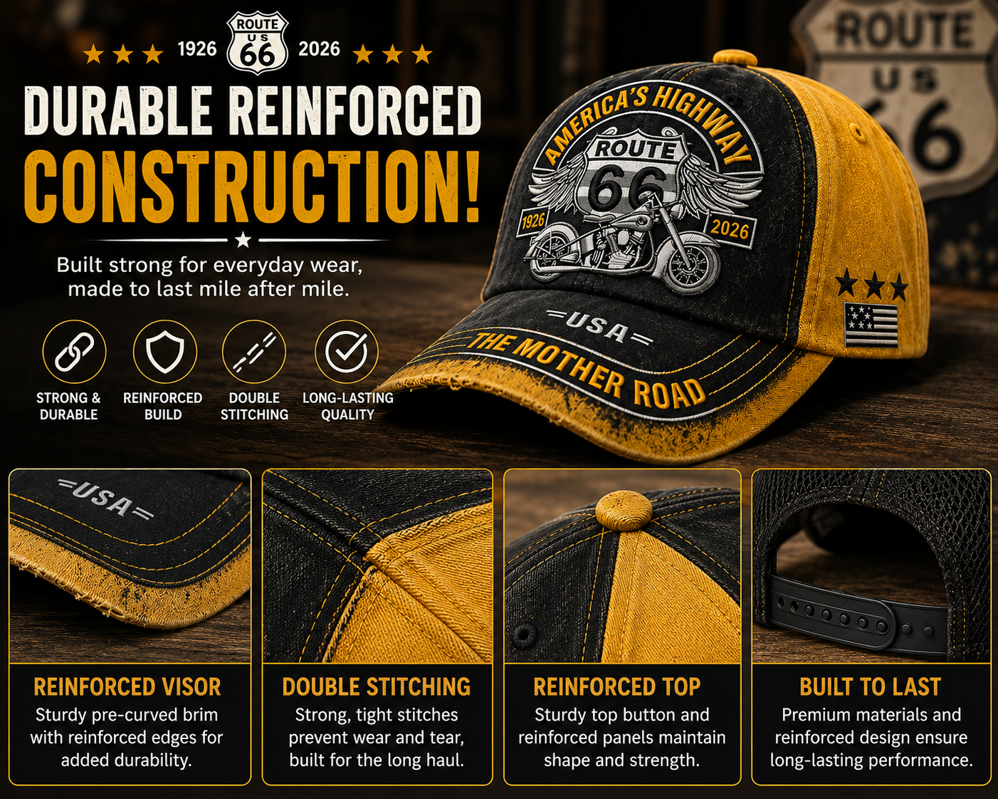 Route66 Heritage – 100th Anniversary Vintage Baseball Cap