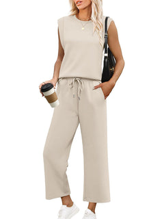 EffortlessEase - Sleeveless Top & Wide-Leg Pants Set