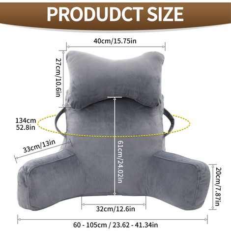 Reading Pillow, Cuddle Cushion with Detachable Neck Roll & Higher Support Arm, Backrest Support Pillow Lumbar Cushion Sofa Back Support Chair Bed Rest for Reading Relaxing Watching TV, XL - 2