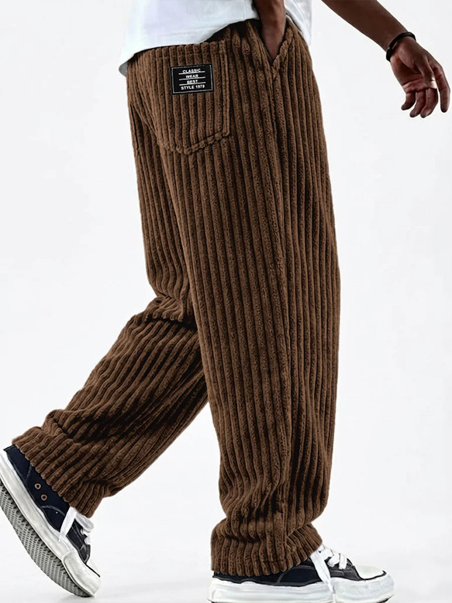 ClassicWeave – Comfortable Wide Striped Corduroy Pants