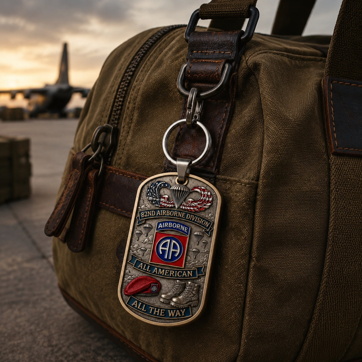 🪂U.S. Army 82nd Airborne Division Tribute Dog Tag Keychain（Gift box included）