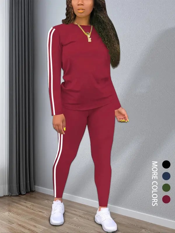 StripeLuxe – Women’s Two-Piece Set