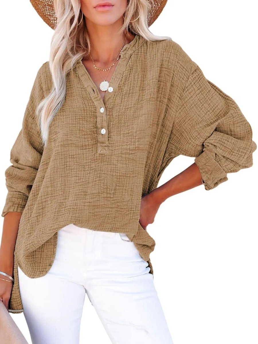 Velura - Relaxed Fit V-Neck Blouse – Soft & Effortless Style