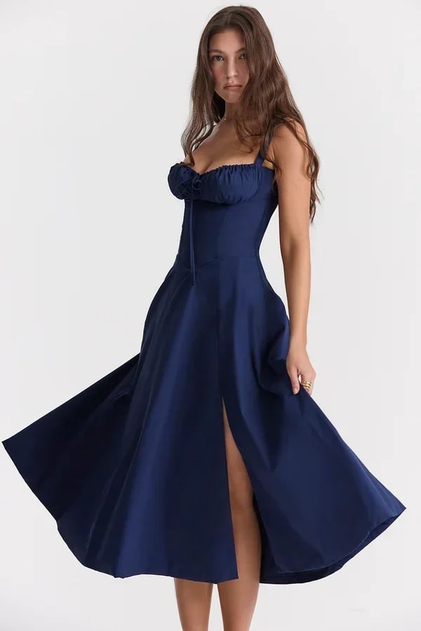 LA VIERA - Corset Lace-Up Summer Dress