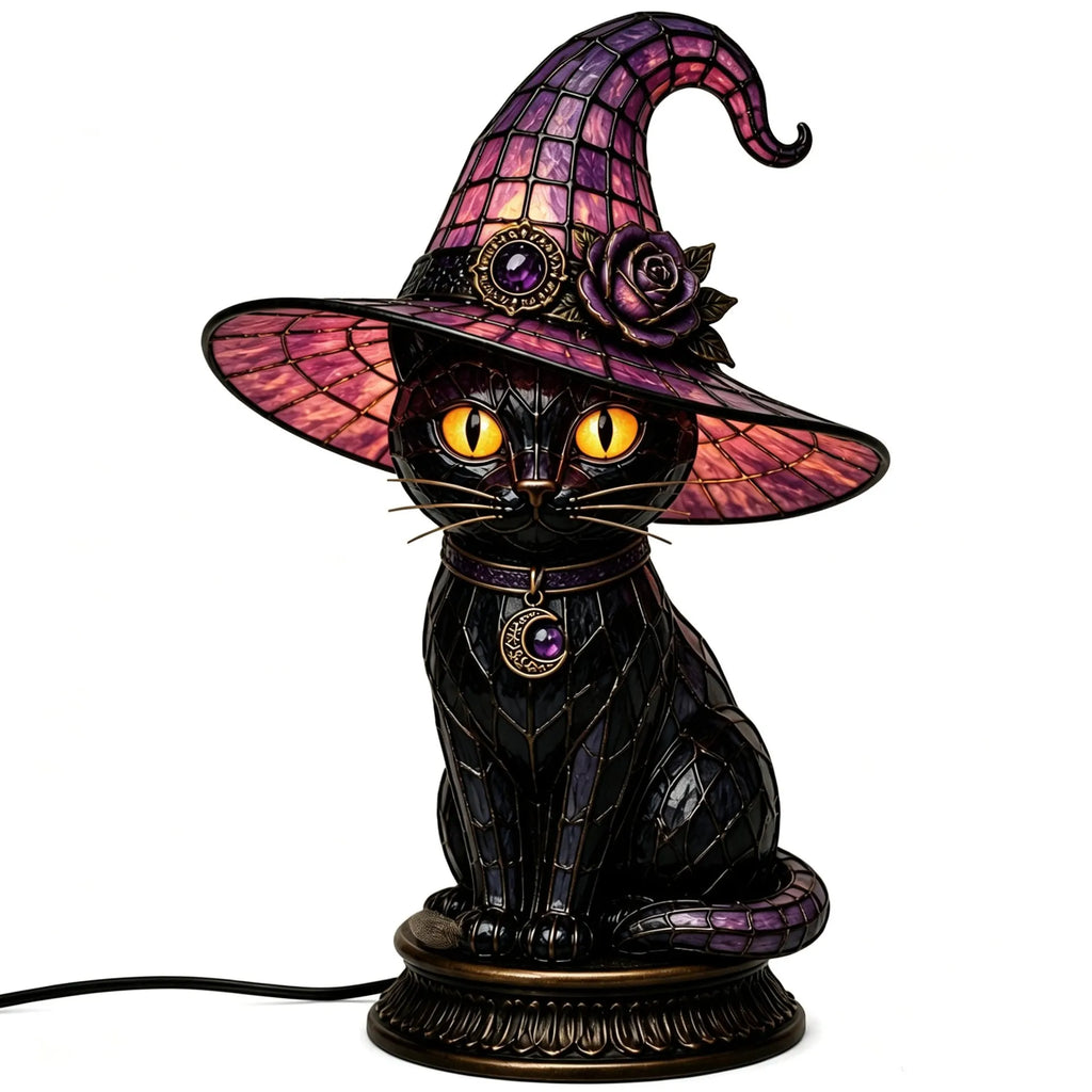 WitchGlow – Vintage Tiffany Style Cat Night Lamp