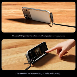 📱65W Braided Fast Charge Cable With Built-in Phone Stand