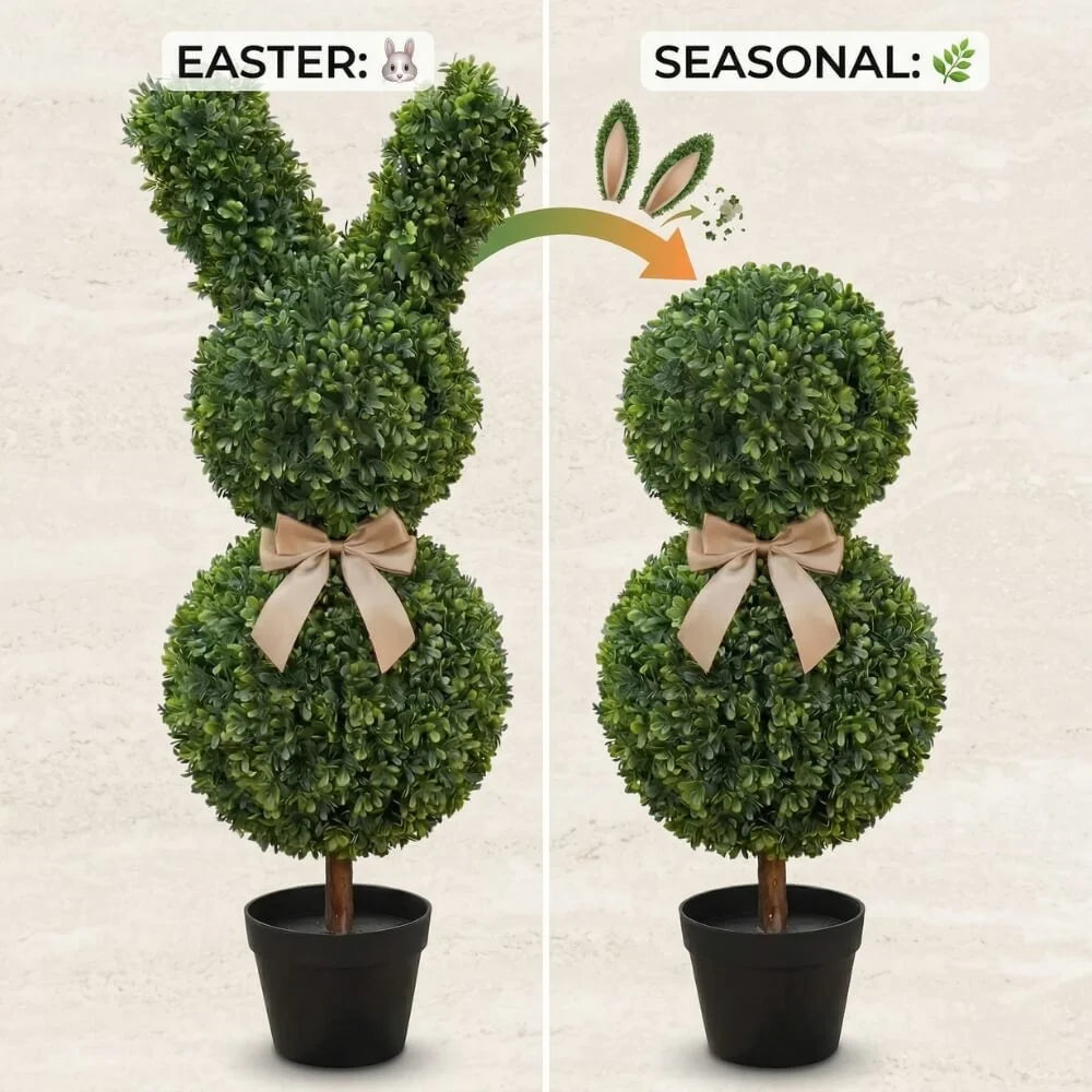 SpringHaven – Decorative 36" Bunny Topiary Set