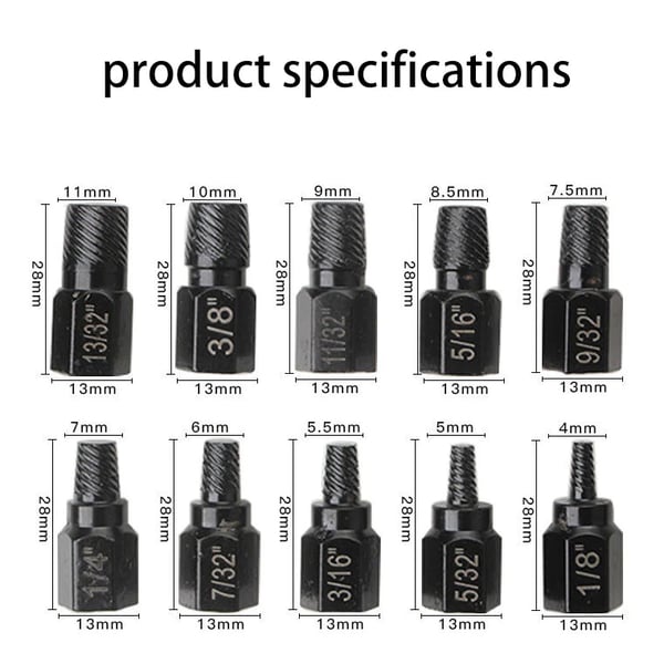 TorqueOut – Professional Broken Bolt Extractor Set - 10-Piece Screw Extractor Kit