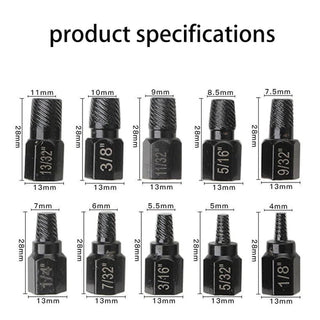 TorqueOut – Professional Broken Bolt Extractor Set - 10-Piece Screw Extractor Kit