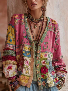 BohoBloom – Vintage Floral Patchwork Hoodie