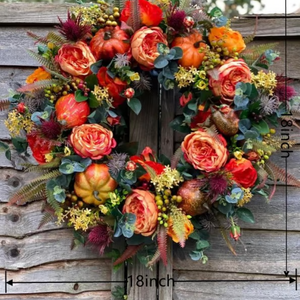 DoorDelight - Enchanting Peony & Pumpkin Wreath