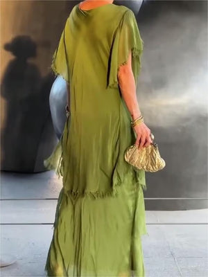 LumiSilk – Classic V Neck Formal Maxi Dress