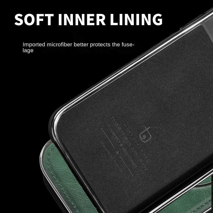 Premium iPhone Stand Case – Leather & Metal