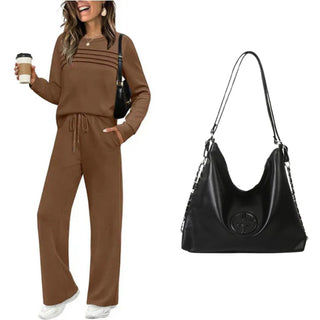 RelaxFit – Women's Crew Neck & Drawstring Pants Loungewear Set