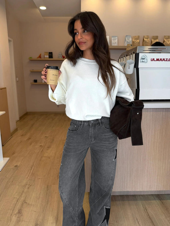 MeteorTrail - Star-Print Straight Denim – Effortless Everyday Style