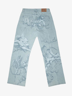 UrbanHeart - Washed Blue Street Jeans – Iconic Baggy Design